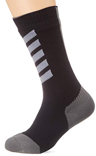 SealSkinz Herren MTB Mid with Hydrostop Socken, Mehrfarbig (Black/Charcoal/Anthracite), 36-38 EU (Small)