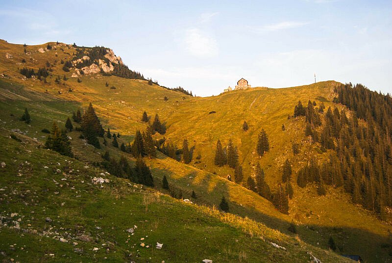 Das Rotwandhaus in der Abendsonne