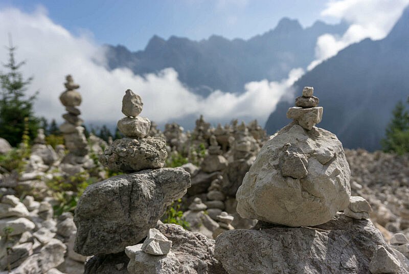 Steinmännchen am  Vršič-Pass